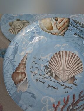 Coastal Seashell Serving Bowl Plate - Light Blue